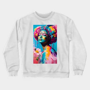 Black Woman With Flowers Crewneck Sweatshirt